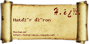 Határ Áron névjegykártya