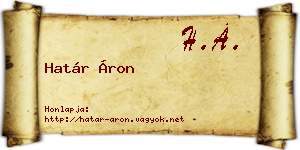 Határ Áron névjegykártya